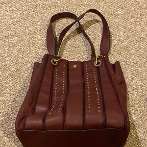 Steve Madden Deep Red Tote with Gold Details